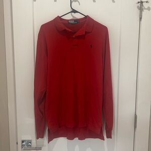 Men’s large red polo shirt.